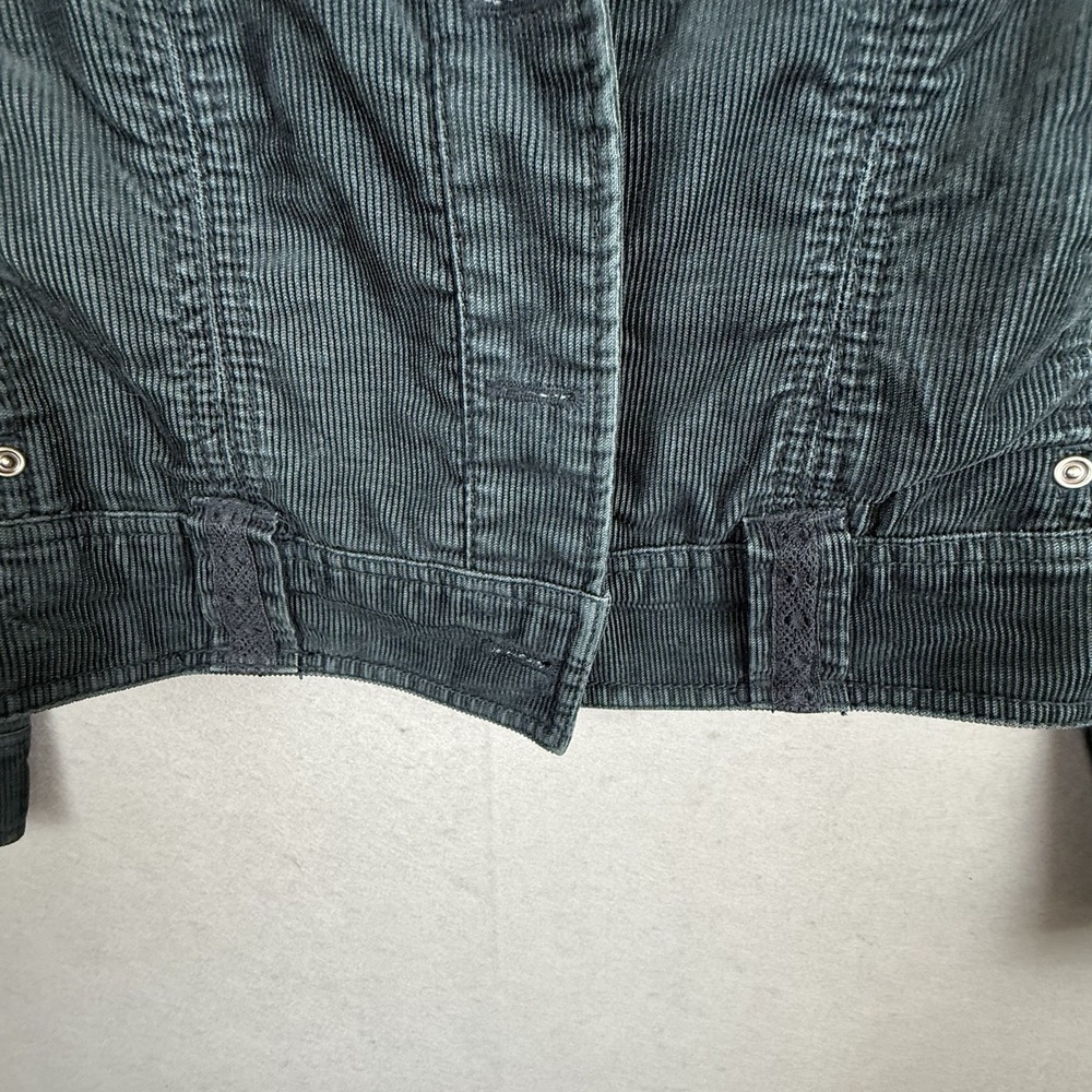 Vtg Esprit Teal Corduroy Trucker Jacket Removable Lambswool Dickey Y2K Size‎ S - Picture 11 of 16